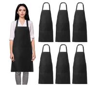 MEYAGOT Grembiule Da Cucina,6 Pezzi Grembiule Cucina,Grembiule Nero Cucina,Regolabile Grembiuli Con Tasche,Nero Grembiule Da BBQ Per Cucina Domestica,Barbecue,Ristorante,Bar