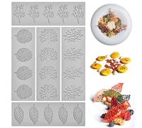 MEYAGOT Pizzo Silicone Stampo, 5 Pezzi Foglio Candy Stampo, Foglie Forma Torta Stampo In Silicone, Foglie di fondente Stampo Foglie Modellazione per Cioccolato Fondente Dolci
