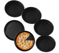 MEYAGOT Set da 6 Teglie Per Pizza Rotonde 23 cm in Acciaio Inox e Carbonio - Per Pizza, Tarte Flambée, Microonde, Cottura Al Forno