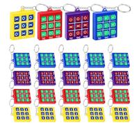 MEYAGOT Tic Tac Toe - Portachiavi da gioco, 24 pezzi, per bambini, Tic Tac Toe, in plastica, per mini zaino, compleanno, ragazzi e ragazze