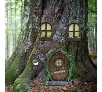 Meyas Miniatura Fairy GNOME Home - Statua decorativa per finestra e porta, giardino, per esterni, decorazione di alberi e patio, per pareti interne ed esterne, Glow in The Dark