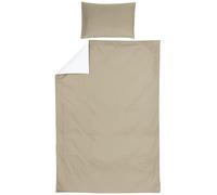 Meyco Home Basic Jersey - Biancheria da letto in jersey per 1 persona (100% cotone, traspirante, facile da pulire, pratiche strisce di copertura, dimensioni: 140 x 200220 cm), tortorabianco crema