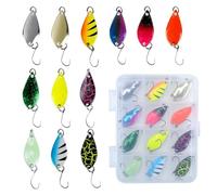 MEYDLL Set di Esche Artificiali, 12 Pezzi Esche Artificiali Spinning, Cucchiaini Pesca Spinning Trota, Esche da Pesca con Gancio, Esche da Pesca Realistiche in 3 Pesi