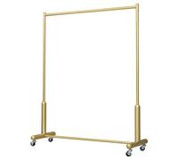 MEYEBP Stand Appendiabiti da Terra Dorato con Rotelle, Espositore Multifunzionale per Abiti, Stendibiancheria, Adatto per La Casa O Il Negozio di Abbigliamento