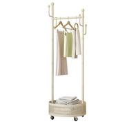 MEYEBP Stand Appendiabiti da Terra in Metallo con Ruote E Cesto di Immagazzinaggio, Stendibiancheria in Piedi, Stendibiancheria Rimovibile, Stendibiancheria da Camera da Letto