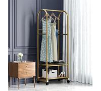 MEYEBP Stand Appendiabiti Dorato per Abiti, con Scarpiere, può Riporre Vestiti, Cappelli E Scarpe, Adatto per Negozi di Abbigliamento, Soggiorni E Camere da Letto 80/100/120/150 Cm