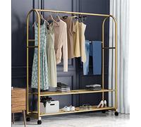 MEYEBP Stand Appendiabiti Dorato per Abiti, con Scarpiere, può Riporre Vestiti, Cappelli E Scarpe, Adatto per Negozi di Abbigliamento, Soggiorni E Camere da Letto 80/100/120/150 Cm