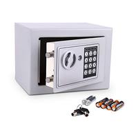 Meykey Cassaforte Elettronica, Cassaforte Piccola,2 Chiave per apertura d'emergenza, 23 X 17 X 17 cm, Grigio argento