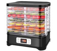 MEYKEY Essiccatore per alimenti, Disidratatore co 8 scomparti, per verdura, frutta, carne, temperatura regolabile 35-70 ℃, 400 W, nero, acciaio inox