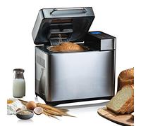 Meykey Macchina per il pane Backmeister con 19 programmi per pane da 500 g a 1000 g, 710 W, funzione temporizzazione 15 ore, funzione di mantenimento del calore, finestra e schermo LED