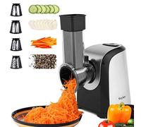 MeyKey Schitzelwerk Versnipperaar Roestvrij Staal Groenteschaaf Affettatrice insalata Met 5 Raspel en Snijkant Opzetstukken, 150 Watt (argento/nero)