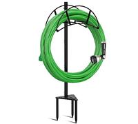 Meykwod Supporto per tubo da giardino, autoportante, supporto per tubo dell'acqua, in terra, resistente, organizer per tubi esterni, per cortile esterno, robusto per contenere tubi da 45,7 m (metallo,