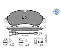 MEYLE 025 220 3417/PD Kit pastiglie freno, Freno a disco per FORD