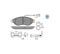 Meyle 0252446819 - 2/PD Kit pastiglie freno, Freno A Disco