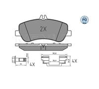 Meyle 025 248 6720 / Pd Kit Pastiglie Freno a Disco Ant. per Mercedes-Benz C207