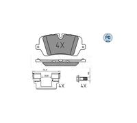 Pastiglie freno Assale posteriore 025 257 2016/PD MEYLE per LAND ROVER