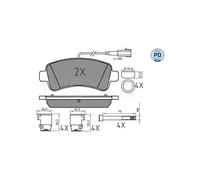 Pastiglie freno Assale posteriore 025 259 8721/PD MEYLE per FIAT PEUGEOT CITROËN