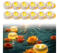 MeYuxg 12 Pezzi Candele Galleggianti a LED, 5.8 x 2.5 cm Candele Bianche, Candele Decorative, candele Piccole, Set candele per Cena, Matrimonio, Piscina, Spa, San Valentino, Natale