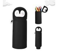 MeYuxg Astuccio Animali,Astucci e Portapenne 2 in 1 Scalabile,Astuccio in Piedi Impermeabile Durevole,Silicone Morbidoper,Portapenne da Tavolo la Scuola e l'ufficio(Pinguino)