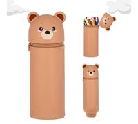 MeYuxg Astuccio Animali,Astucci e Portapenne 2 in 1 Scalabile,Astuccio in Piedi Impermeabile Durevole,Silicone Morbidoper,Portapenne da Tavolo la Scuola e l'ufficio(Orso)