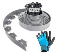 MeYuxg Bordo Giardino Flessibile, Bordi Aiuole Plastica, con 50 Chiodi di Fissaggioe un paio di Guanti, Lunghezza 10m, Altezza 5cm, Nero (argentato)