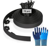 MeYuxg Bordo Giardino Flessibile, Bordi Aiuole Plastica, con 70 Chiodi di Fissaggioe un paio di Guanti, Lunghezza 15m, Altezza 5cm, Nero