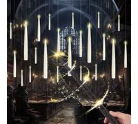 MeYuxg Candele Sospese LED con Telecomando a Bacchetta, Floating Candles da Appendere 20 Pezzi, Candele a senza fiamma, Candela Conica Elettrica per Halloween Matrimonio Festa di compleanno