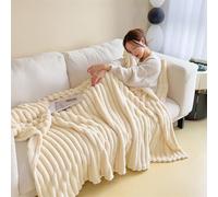 MeYuxg Coperta per Coccole Soffice, Coperta Soffice Bianco Latte, 120x200 cm Coperta in Cord in Stile Peluche, Calda e Spessa Coperta da Divano, Idea Regalo, Coperta Morbida e Traspirante Portatile