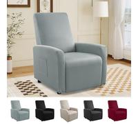 MeYuxg Copri Poltrona Relax Reclinabile a 1 Posto, Elasticizzato Copripoltrona Relax Reclinabile con Tasche, Impermeabile Copri Poltrona Totale, per Poltronas Relaxs e TV(Grigio Chiaro, 4 Pezzi)