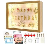 MeYuxg Cornice 3D, 27 x 22 cm, cornice 3D profonda, 3 cm di profondità, con luce LED da 1 m e 6 immagini a tema, per fiori, foto, cartoline (in legno)