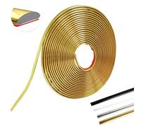 MeYuxg Modanatura Adesiva Autoadesiva, PVC Listello Decorativo Flessibile, Bordo Adesivo per Pareti, Battiscopa Adesivo Adatto per Camera da Letto, Bagno, Cucina, Parete, Soffitto(Oro, 12M-8MM-2.8MM)