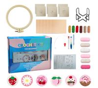 MeYuxg Set di 6 sottobicchieri Punch Needle per principianti e bambini, semplice ago fai da te con telaio da ricamo, filato, istruzioni, motivi e supporto