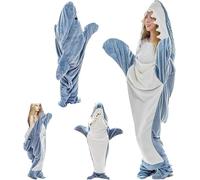 MeYuxg Shark Blanket, sacco a pelo blu squalo, coperta da vestire, coperta in flanella, squalo, sacco a pelo per ragazzi, adulti, amanti degli squali, cosplay (M)