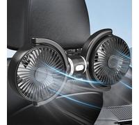 MeYuxg Ventilatore per Auto Doppia Testa, Ventilatore USB per Sedile Posteriore, Ventola di Raffreddamento per Auto, 3 velocità e Rotazione a 360°, per SUV, Camion, Berlina, Crociera