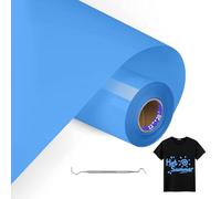 MeYuxg Vinile Termoadesivo per Tessuti Blu - 30,5 CM X 6 M Vinile Trasferimento Termico - Termovinile per Tessuti, Cricut e Cameo - Facile da Tagliare e Sarchiare (Cielo Blu)