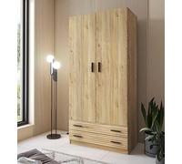 Meyvaser.com Ecommerce Company Armadio a 2 ante con 2 cassetti, con barra sospesa, colore Mauvella-strisce, 208 x 100 x 51,6 cm