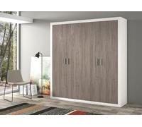 Meyvaser.com Ecommerce Company Armadio a 4 ante, con 2 ripiani e 2 barre da appendere, colore Andersen Pino-Grigio, 208 x 196 x 50,2 cm