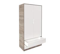 Meyvaser.com Ecommerce Company Armadio per camera da letto 2 ante e 2 cassetti in rovere Cortez + bianco, 200 x 100 x 50 cm, certificato FSC | Made in Italy