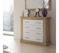 Meyvaser.com Ecommerce Company Cassettiera 4 cassetti, finitura bianca e cambrian, dimensioni: 91,5 cm (larghezza) x 90,8 cm (altezza) x 39,6 cm (profondità)