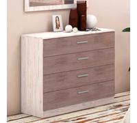 Meyvaser.com Ecommerce Company Cassettiera a 4 cassetti, colore Andersen Pino Grigio, 100 x 84 x 40 cm, in melammina resistente, stile moderno, kit facile da montare