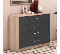 Meyvaser.com Ecommerce Company Cassettiera a 4 cassetti - Colore Cambrian/Grafite, 100 x 84 x 40 cm, in melammina resistente, stile moderno, kit facile da montare