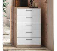 Meyvaser.com Ecommerce Company Cassettiera con 5 cassetti, Sinfonier, pratica e funzionale, colore cambria e bianco, dimensioni: 60 cm x 103 cm x 40 cm (Fo)