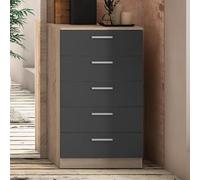 Meyvaser.com Ecommerce Company Cassettiera con 5 cassetti, Sinfonier, pratica e funzionale, colore cambria e grafite, dimensioni: 60 cm x 103 cm x 43 cm (Fo)