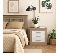 Meyvaser.com Ecommerce Company Comodino a 3 cassetti, comodino per camera da letto, colore cambriano e bianco, dimensioni: 66 cm (ANC) x 39,6 cm (Fo) x 63,8 cm (H)