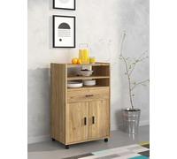 Meyvaser.com Ecommerce Company Mobile ausiliario da cucina con ruote, colore Mauvella, con ripiani, cassetto e armadio a 2 porte, 92 x 59 x 39,6 cm, in melammina resistente, stile moderno