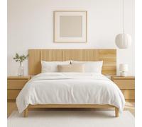 Meyvaser.com Ecommerce Company Testiera per letto matrimoniale da parete, motivo a righe verticali, colore rovere naturale, 210 x 55 x 1,9 cm, stile moderno ed elegante, facile da montare