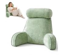 MeYxuxg - Cuscino da lettura extra grande per letto e divano, 75 x 55 cm, con cuscino cervicale e braccia rimovibili, cuscino ergonomico con schienale per guardare la TV, leggere, giocare (verde)