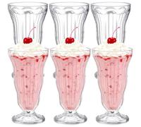 Mezchi Confezione da 6 bicchieri in acrilico per frappè, 425,2 g, trasparente, vecchio stile, bicchieri per gelato, bicchieri in plastica per fontana Pina Colada, ideali per succhi, bevande tropicali,