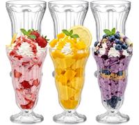 Mezchi Confezione da 6 bicchieri in acrilico per frappè, 425,2 g, trasparente, vecchio stile, bicchieri per gelato, bicchieri in plastica per fontana Pina Colada, ideali per succhi, bevande tropicali,