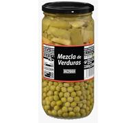 Mezcla de Verduras in Vetro, Mix di Verdure con Piselli Verdi, Carciofi e Asparagi, 660g, Forma Intera, pack 3